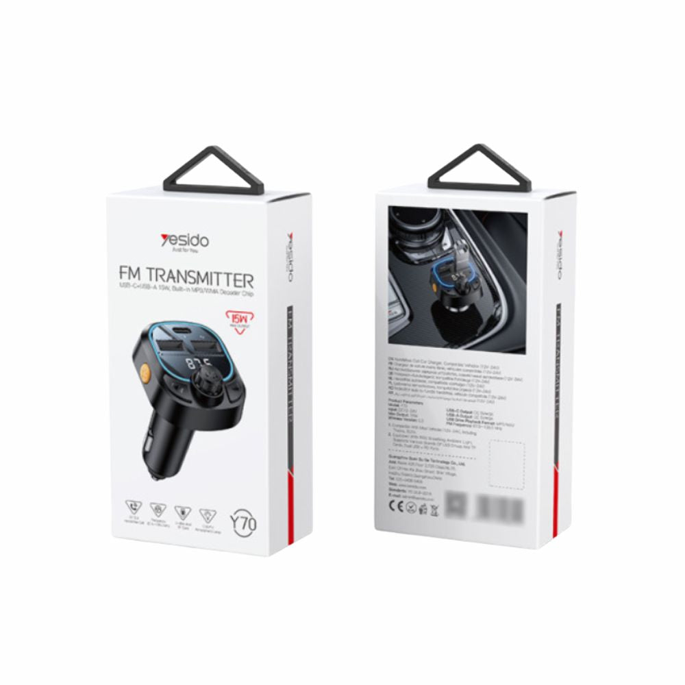 Yesido Y70 BT5.3 BT & FM Transmitter Car Charger Yesido Y70 BT5.3 BT & FM Transmitter Car Charger